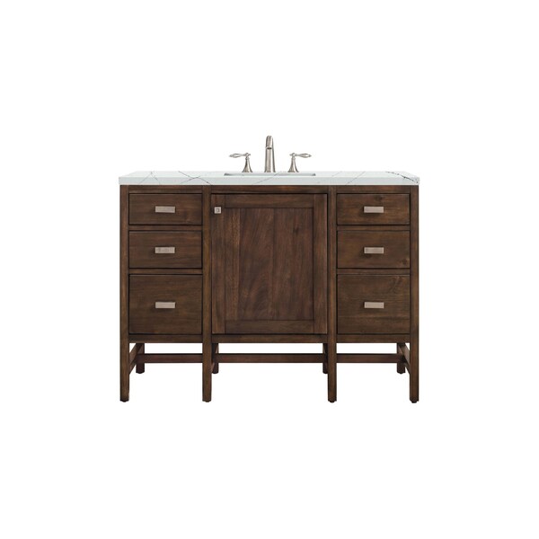James Martin Vanities Addison 48in Single Vanity, Mid-Century Acacia w/ 3 CM Ethereal Noctis Quartz Top E444-V48-MCA-3ENC - main